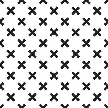 Vector seamless cross pattern. Endless black and white texture. Abstract geometric ornament background.