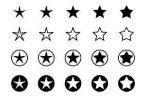 Star icons with rounded corners. Star symbols isolated on white background. Vector star shapes.