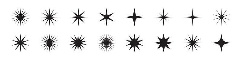 conjunto de estallido estelar estrella. colección de de moda estrellas formas vector íconos para aplicaciones y sitios web