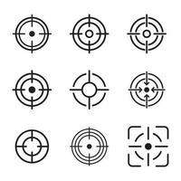 Focus target vector isolated icons on white background. Target goal icon target focus arrow marketing aim.