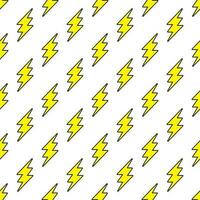 Thunderbolt seamless pattern on a white background. Lightning bolt theme illustration. vector