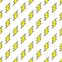 Thunderbolt seamless pattern on a white background. Lightning bolt theme illustration. vector