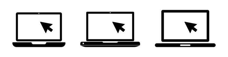 Click in laptop vector icon illustration