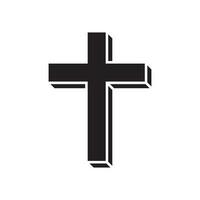 Christian cross vector icon, religion cross symbol.