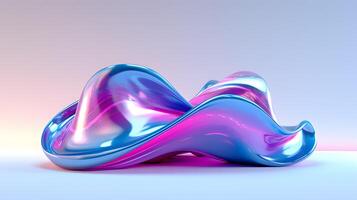 Abstract Holographic wavy shape in gradient purple and pink background photo