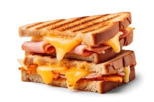 Sandwich with ham, cheese and mayonnaise on white background photo