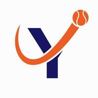 Tennis Logo Design On Letter Y Template. Tennis Sport Academy, Club Logo vector