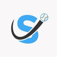 Letter S Baseball Logo Concept With Moving Baseball Icon Vector Template