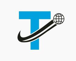 letra t global logo diseño. mundo logotipo símbolo vector modelo