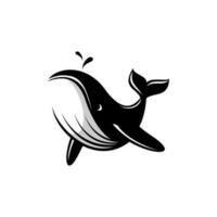 vector black whale jumping on a white background