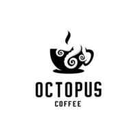 vector illustration of an octopus or tentacle wrapped around a cup of coffee