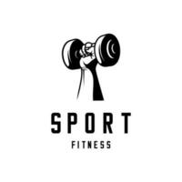 barbell and hand silhouette vector design, fitness sport vector