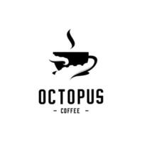 vector illustration of an octopus or tentacle wrapped around a cup of coffee