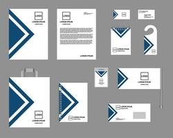 identidad, corporativo estilo. conjunto de plantillas para diseño, vector. azul y blanco color, diseño con triangulos. vector