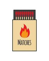 Vector flat cartoon match box on white background