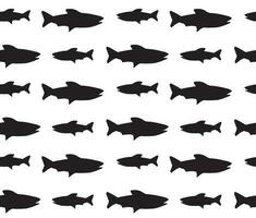 Vector seamless pattern of hand drawn doodle sketch fish isolated on white background
