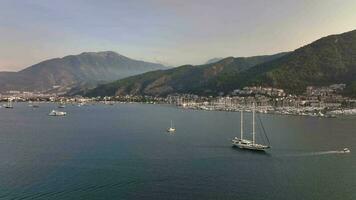 Evening Panorama of Fethiye Bay, Aerial View, Turkey video