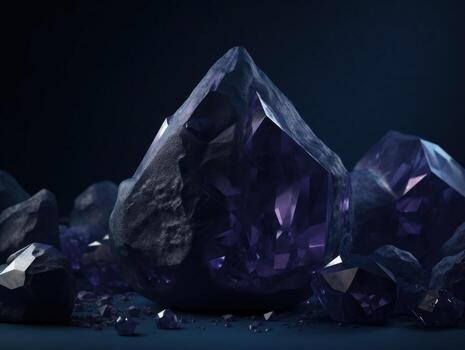 Dark violet and gold, crystal and marble, geometrical primitives pattern, abstract background created with technology. photo