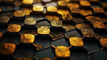 Dark gold abstract background organic shapes Abstract geometric mosaic pattern created with technology photo