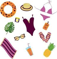 Vacation. Summer. Journey. A set of summer items. High quality vector illustration.