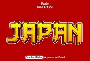 japan text effect with orange graphic style and editable. vector