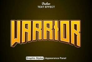 warrior text effect with orange color graphic style and editable. vector