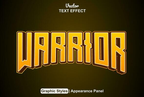 warrior text effect with orange color graphic style and editable.