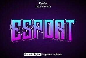esport text effect with purple graphic style and editable. vector