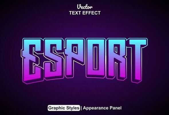 esport text effect with purple graphic style and editable.