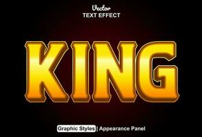 king text effect with orange color graphic style and editable. vector