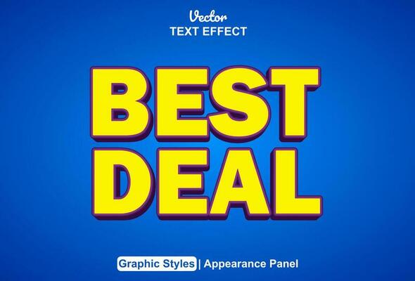 best deal text effect with yellow graphic style and editable.