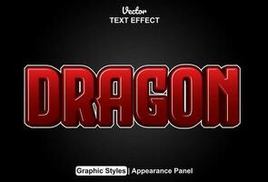 dragon text effect with red color graphic style and editable. vector