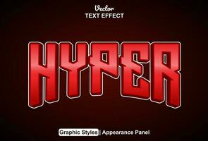 hyper text effect with red graphic style and editable. vector