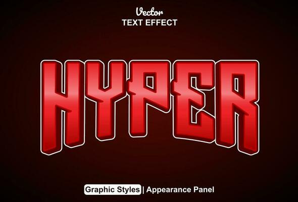 hyper text effect with red graphic style and editable.