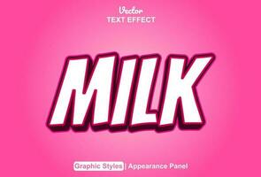 milk text effect with pink color graphic style and editable. vector