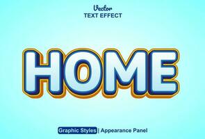 home text effect with blue graphic style and editable. vector