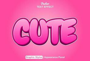 cute text effect with pink graphic style and editable. vector