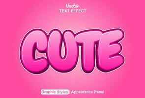 cute text effect with pink graphic style and editable. vector