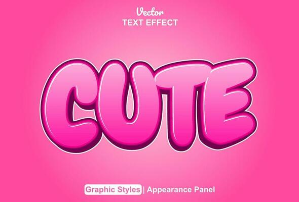 cute text effect with pink graphic style and editable.