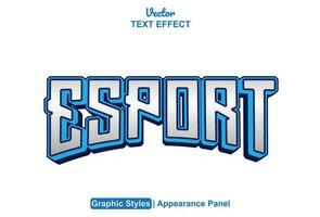 esport text effect with white graphic style and editable vector