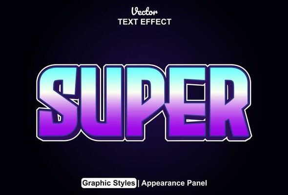 super text effect with blue color graphic style editable