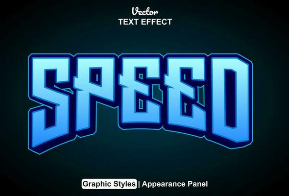 speed text effect with blue color graphic style editable.