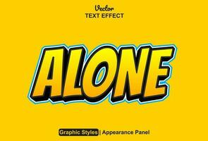 Alone text effect with yellow graphic style and editable. vector