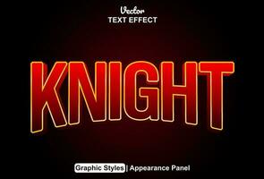 knight text effect with red graphic style and editable. vector