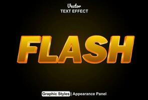 flash text effect with yellow graphic style and editable. vector