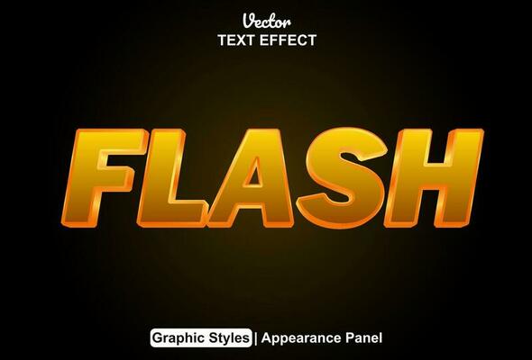 flash text effect with yellow graphic style and editable.