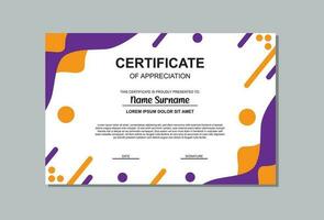 certificado modelo diseño en naranja y púrpura colores. sencillo certificado diseño. vector