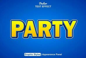 party text effect with yellow graphic style and editable. vector