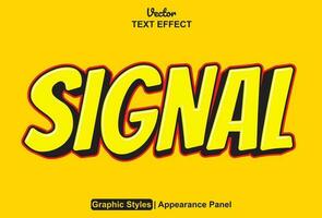 signal text effect with yellow graphic style and editable. vector