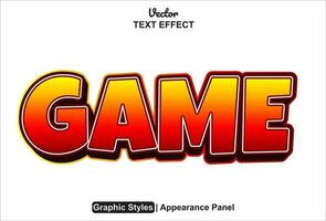 game text effect with orange color graphic style editable. vector